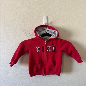 VTG Nike Kids Red Zip Up Hoodie Athletic Size 18 Months